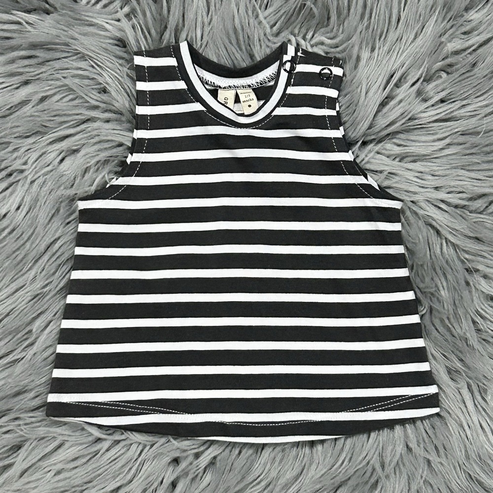 Gray Label Infant Nearly Black White Stripe‎ Tank Size 0-3 Months